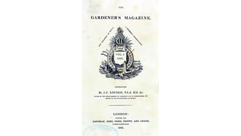Title page of a book. "Gardener's Magazine"