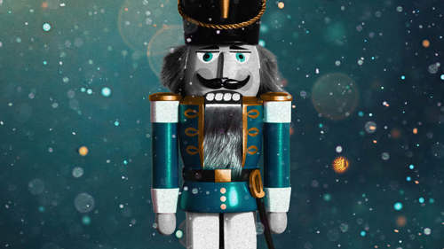 Wooden toy soldier illustrates The Nutcracker