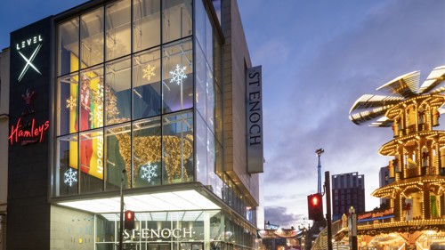 Night-time exterior of St Enoch Centre