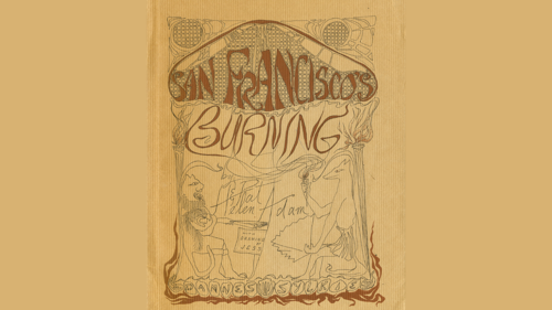 A book cover on brown paper. The title is San Francisco's burning"