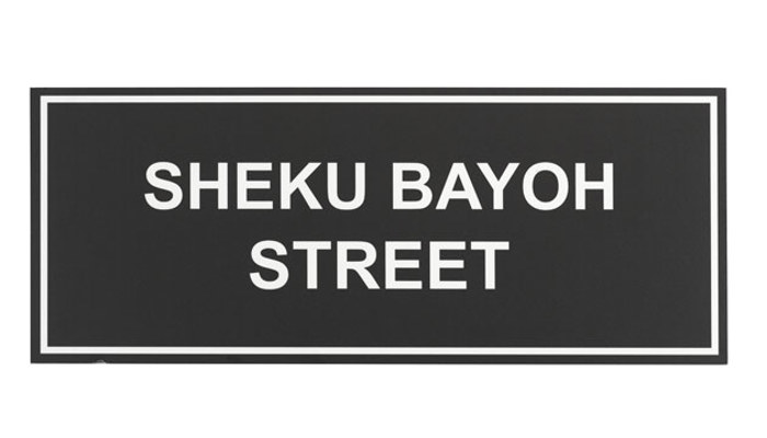 Photograph of the Sheku Bayoh street sign, PP.2021.4 © CSG CIC Glasgow Museums Collection